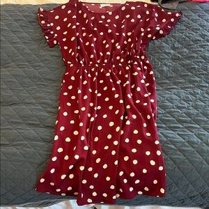 Elegant Burgundy Polka Dot Dress